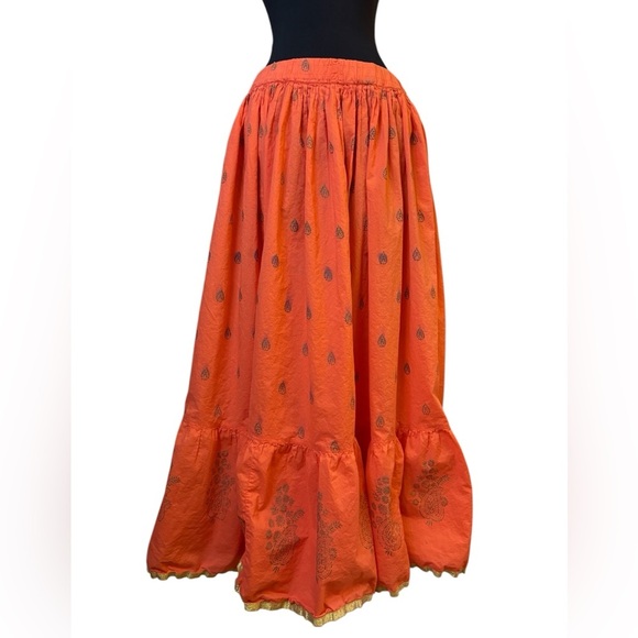 Vintage Orange Maxi Ruffled Circle Skirt - Picture 6 of 10